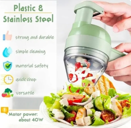 Electric Mini Food Chopper & Vegetable Cutter | USB Rechargeable Garlic, Onion & Spice Grinder with Multiple Blades.