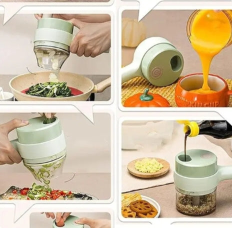 Electric Mini Food Chopper & Vegetable Cutter | USB Rechargeable Garlic, Onion & Spice Grinder with Multiple Blades.