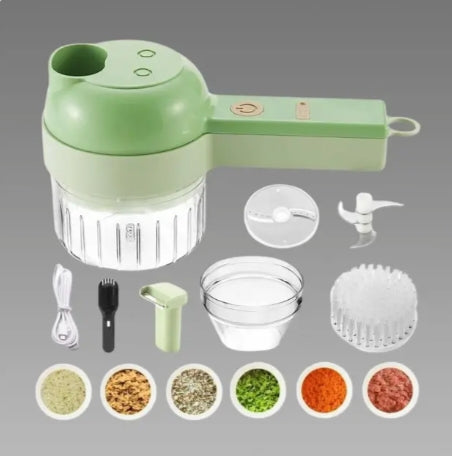 Electric Mini Food Chopper & Vegetable Cutter | USB Rechargeable Garlic, Onion & Spice Grinder with Multiple Blades.